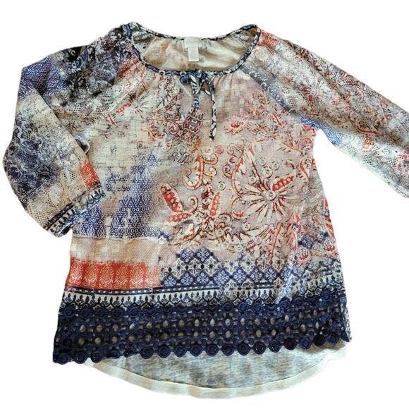 Chico's Crochet Hem Boho Knit Top - Picture 4 of 8